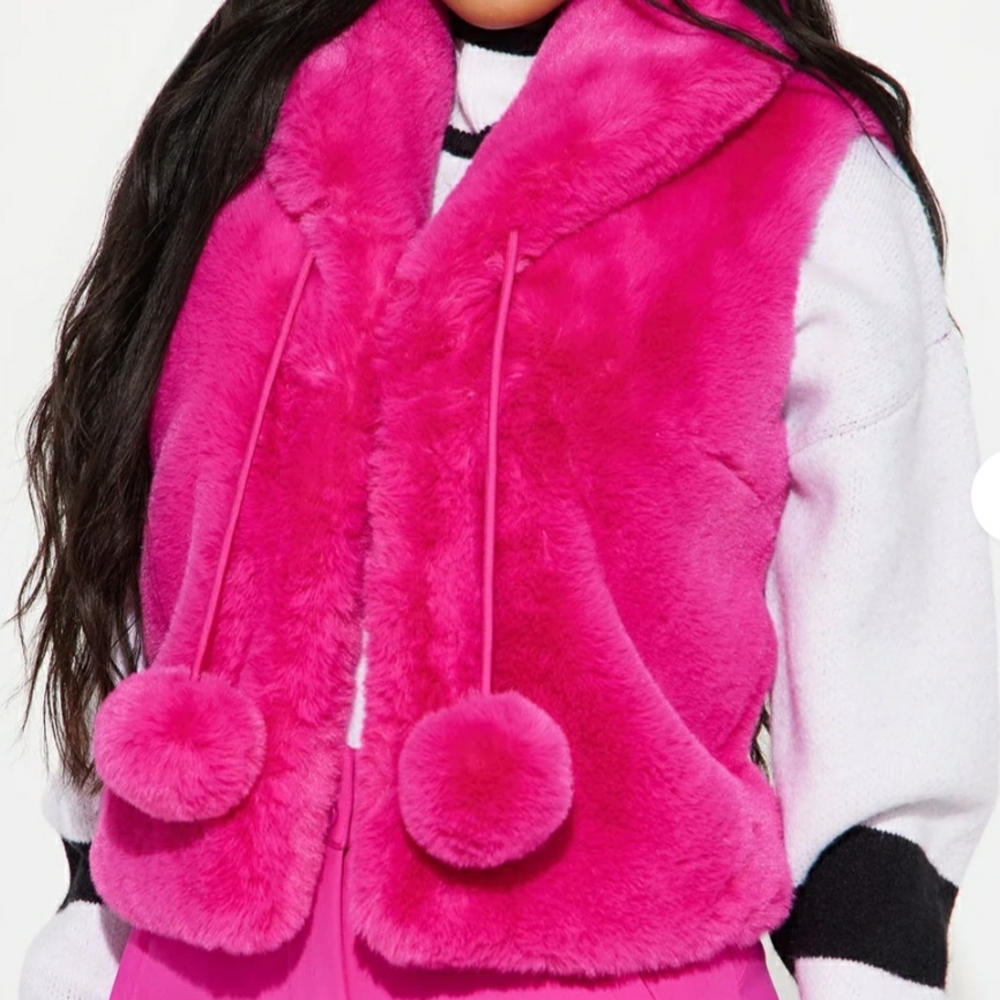 Fashion Nova Women's Hot Pink Faux Fur Vest